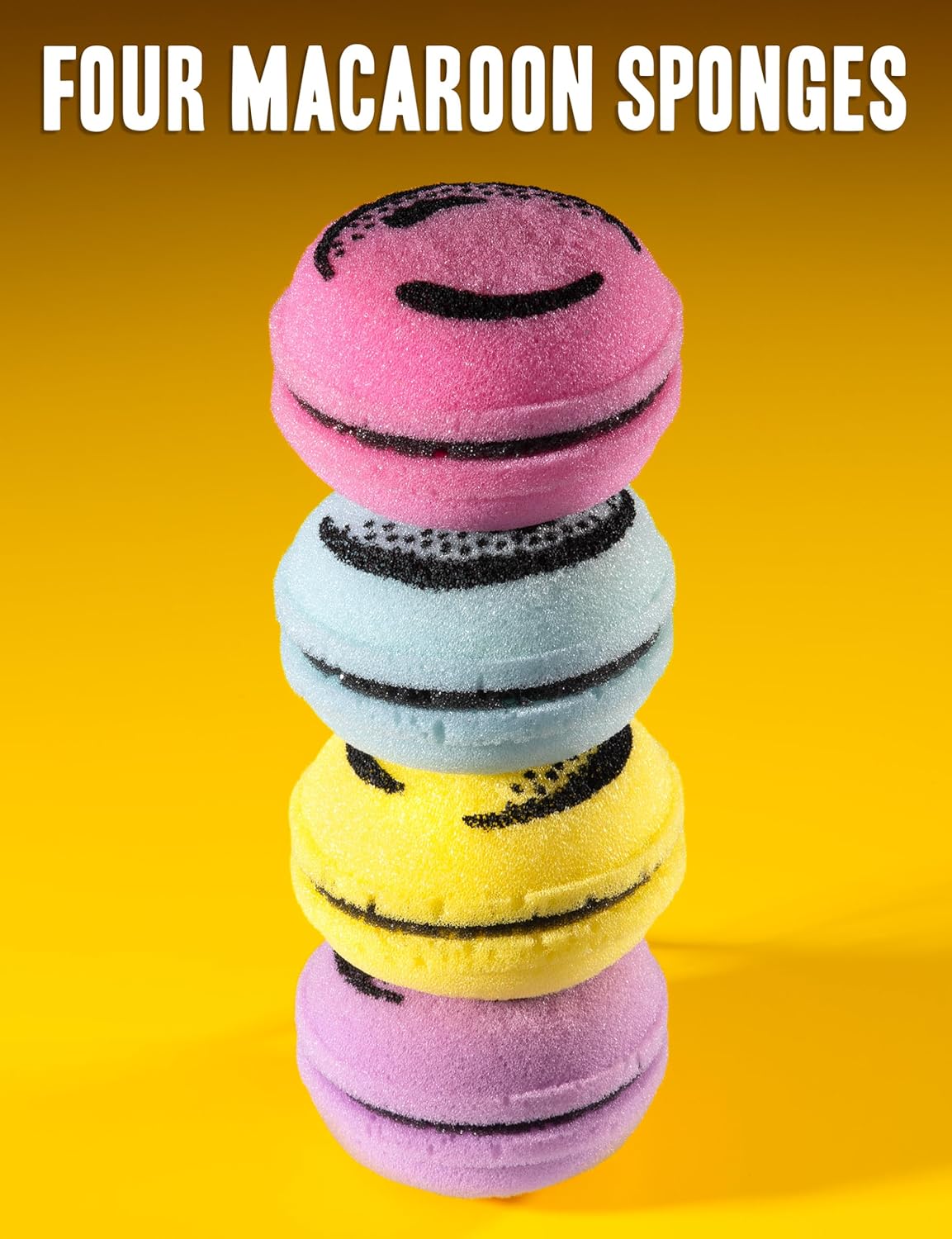 Scrub-A-Roons – Macaron Sponge Set (4-Pack) | Dessert-Themed Scrubbers for Kitchen & Dishes