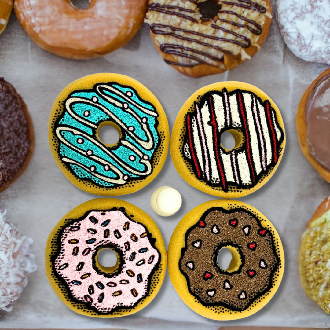 Suds ’N Sprinkles – Donut Sponge Set (4-Pack) | Cute Kitchen Scrubbers for Dishes & Sink Cleaning