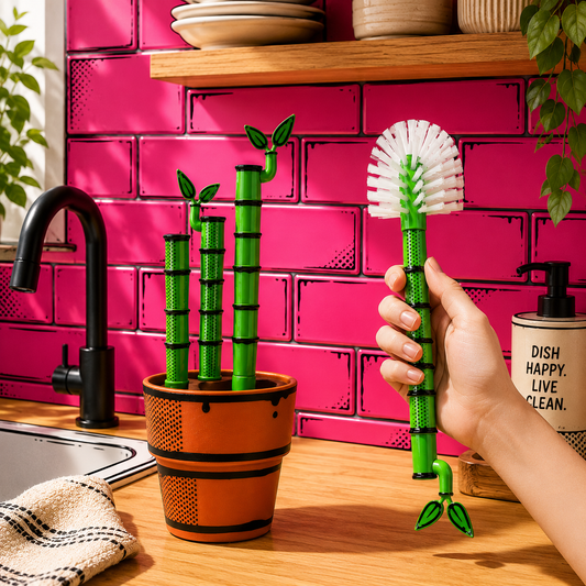 Bambooya! – Bottle Brush Cleaning Set (3-Pack) | Bamboo-Handled Brushes for Bottles, Mugs & Glassware