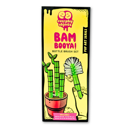 Bambooya! – Bottle Brush Cleaning Set (3-Pack) | Bamboo-Handled Brushes for Bottles, Mugs & Glassware