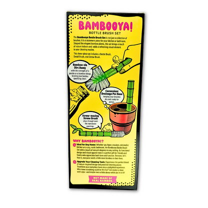 Bambooya! – Bottle Brush Cleaning Set (3-Pack) | Bamboo-Handled Brushes for Bottles, Mugs & Glassware