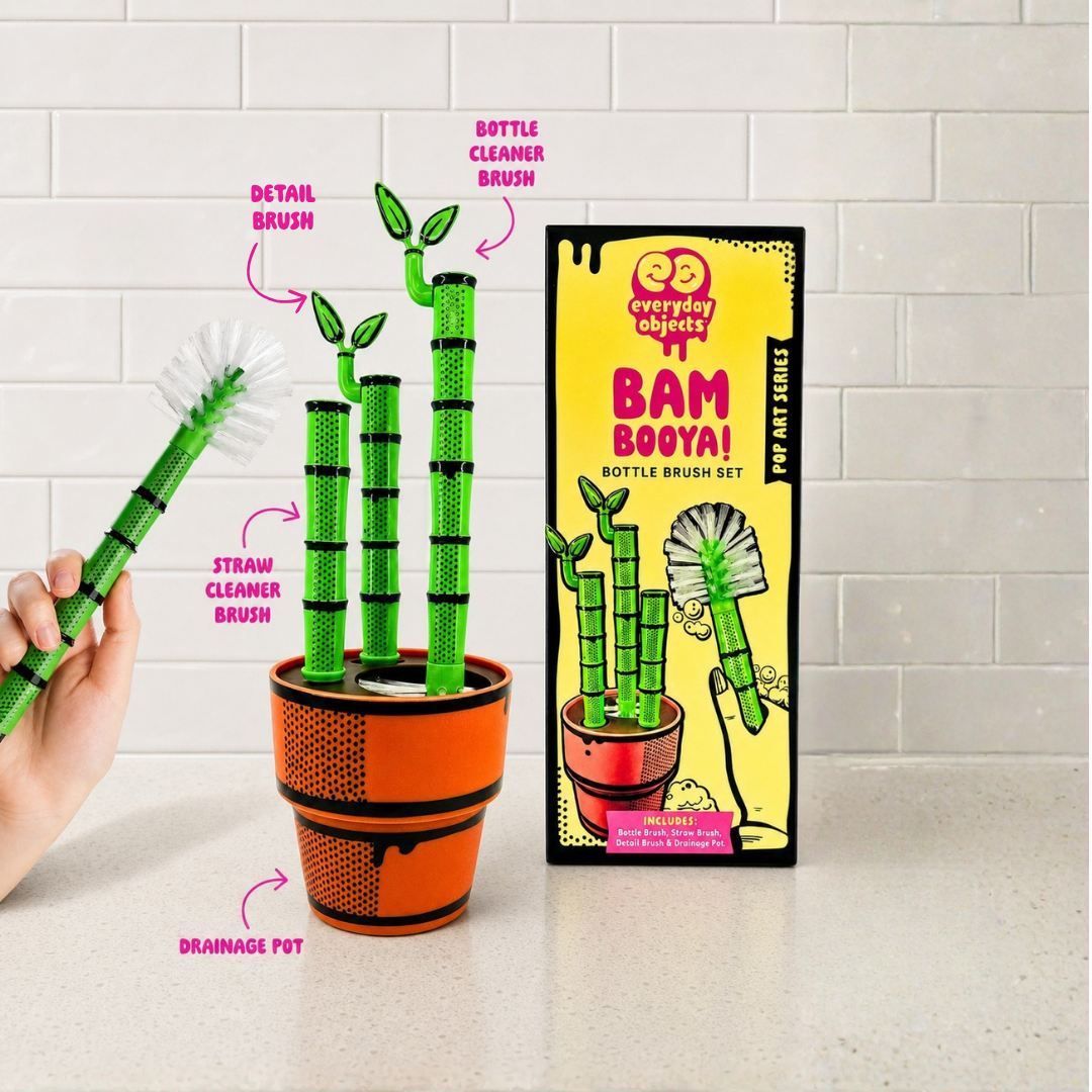 Bambooya! – Bottle Brush Cleaning Set (3-Pack) | Bamboo-Handled Brushes for Bottles, Mugs & Glassware