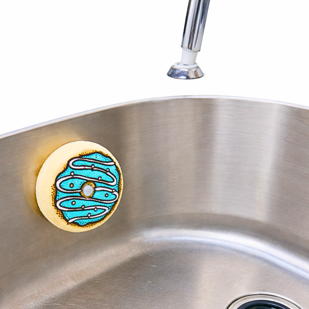 Suds ’N Sprinkles – Donut Sponge Set (4-Pack) | Cute Kitchen Scrubbers for Dishes & Sink Cleaning