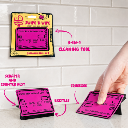 Swipe and Wipe Credit All Purpose  Squeegee - Mom Pink