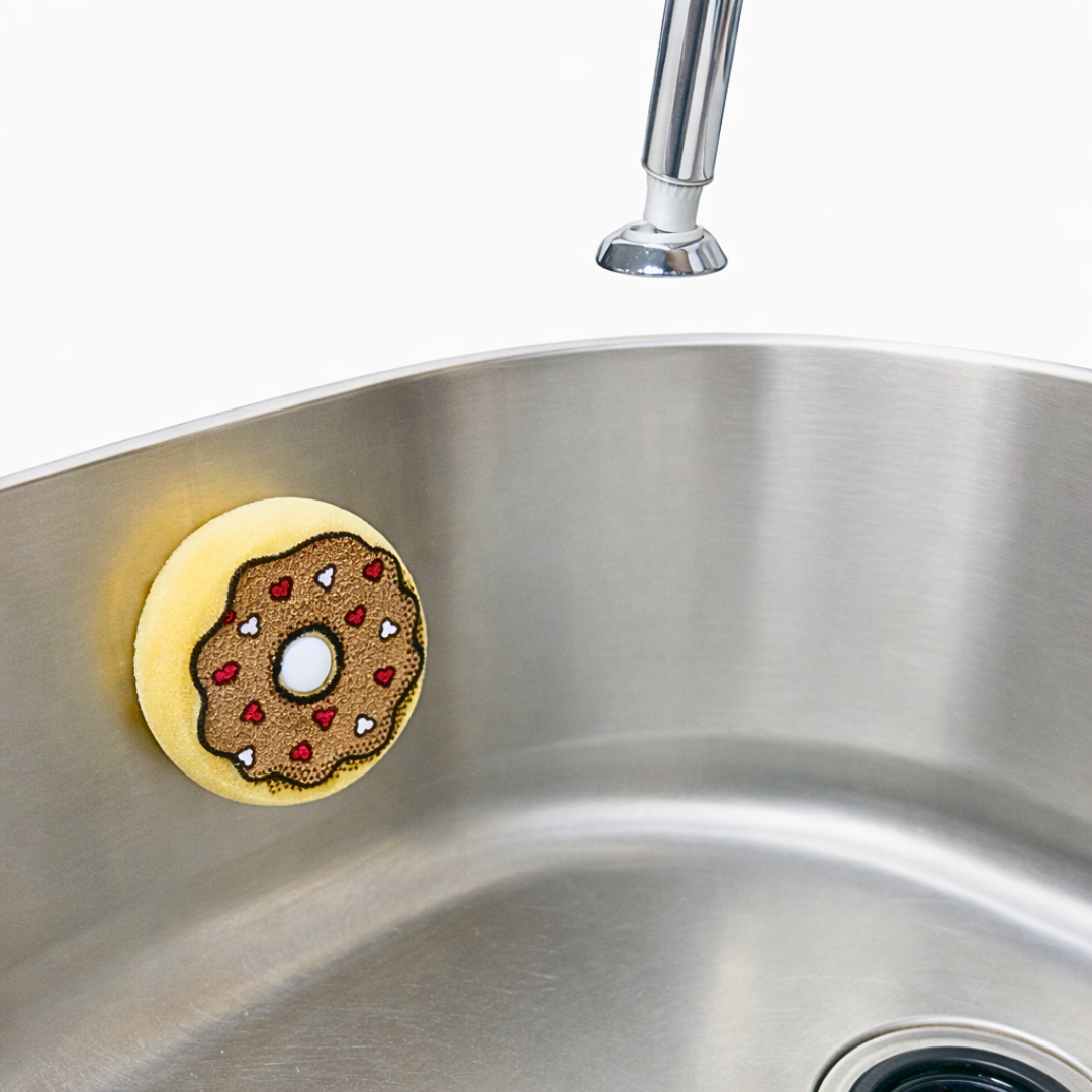 Suds ’N Sprinkles – Donut Sponge Set (4-Pack) | Cute Kitchen Scrubbers for Dishes & Sink Cleaning
