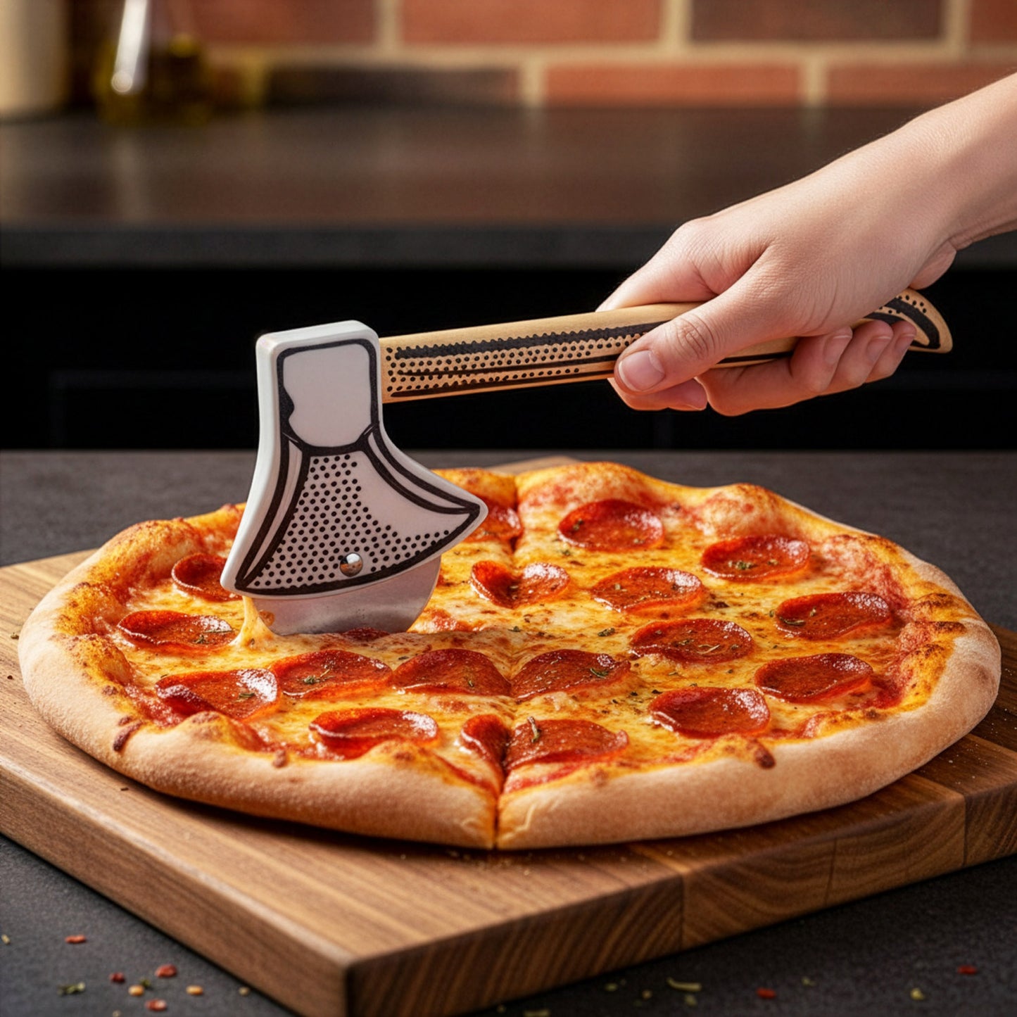 Slice 'N Dice Pizza Cutter Hatchet - Stainless Steel Blade