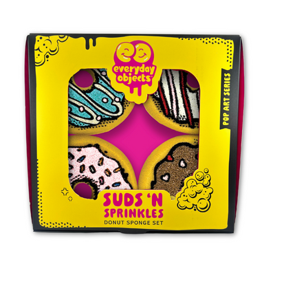 Suds ’N Sprinkles – Donut Sponge Set (4-Pack) | Cute Kitchen Scrubbers for Dishes & Sink Cleaning