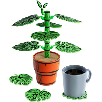 Leafy Loungers – Leaf-Shaped Coaster Set (6-Pack) | PU Foam Drink Coasters for Tables & Home Décor