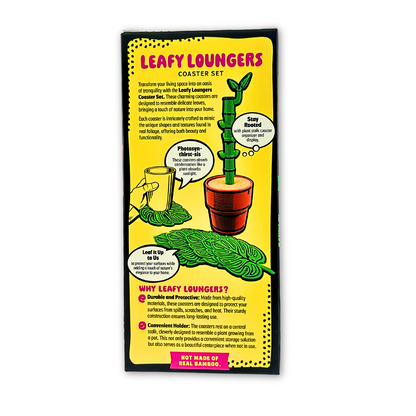 Leafy Loungers – Leaf-Shaped Coaster Set (6-Pack) | PU Foam Drink Coasters for Tables & Home Décor