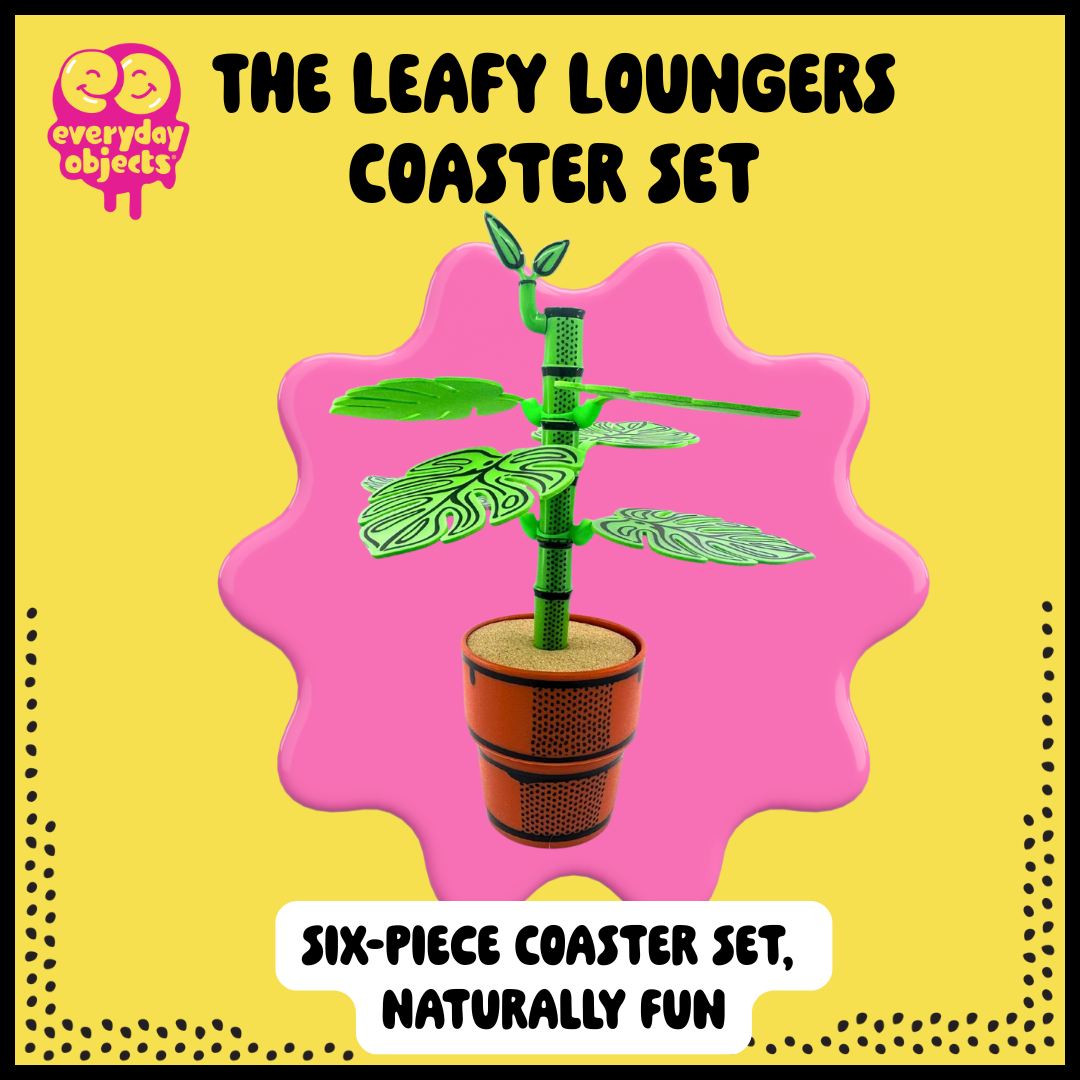 Leafy Loungers – Leaf-Shaped Coaster Set (6-Pack) | PU Foam Drink Coasters for Tables & Home Décor
