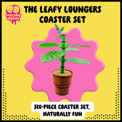 Leafy Loungers – Leaf-Shaped Coaster Set (6-Pack) | PU Foam Drink Coasters for Tables & Home Décor