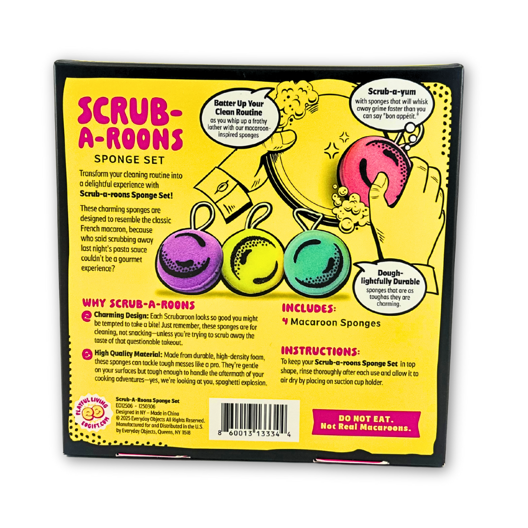Scrub-A-Roons – Macaron Sponge Set (4-Pack) | Dessert-Themed Scrubbers for Kitchen & Dishes
