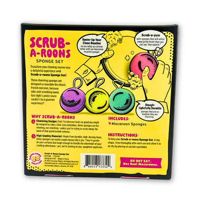 Scrub-A-Roons – Macaron Sponge Set (4-Pack) | Dessert-Themed Scrubbers for Kitchen & Dishes