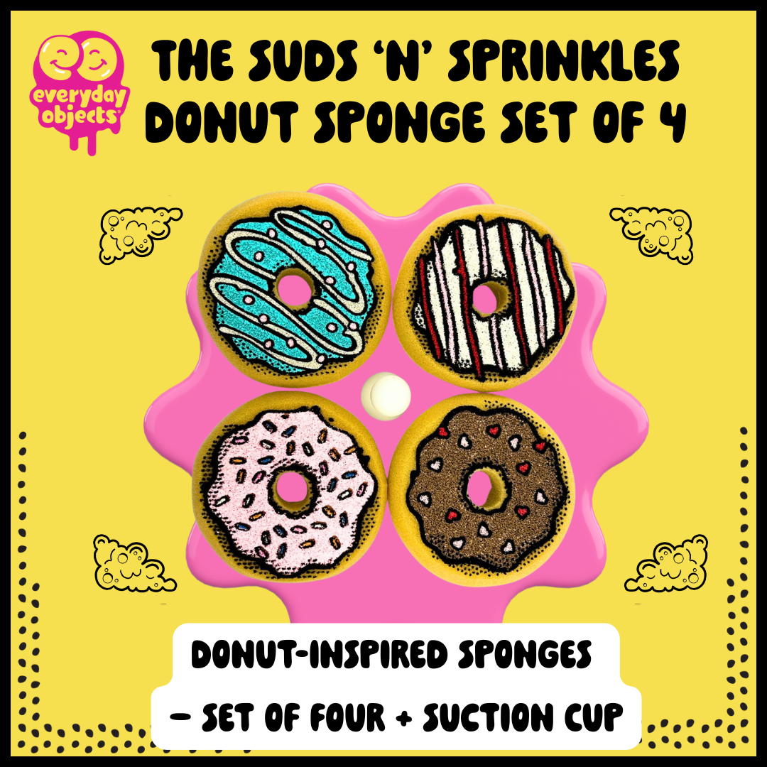 Suds ’N Sprinkles – Donut Sponge Set (4-Pack) | Cute Kitchen Scrubbers for Dishes & Sink Cleaning