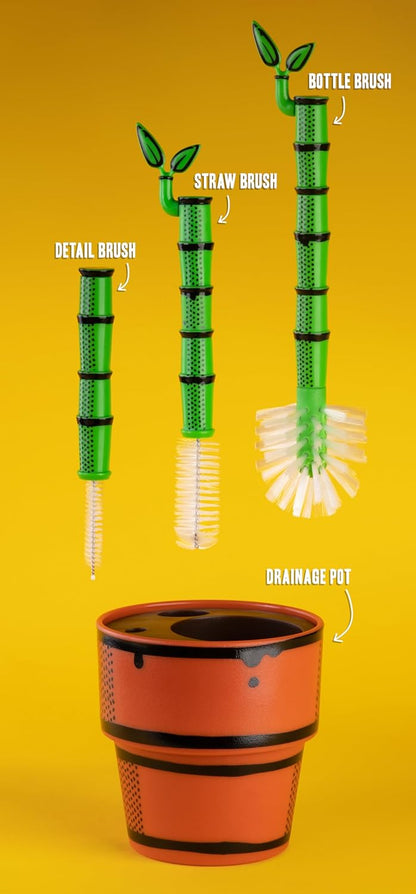 Bambooya! – Bottle Brush Cleaning Set (3-Pack) | Bamboo-Handled Brushes for Bottles, Mugs & Glassware