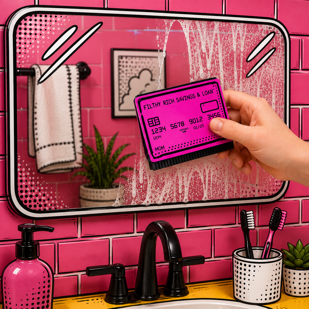 Swipe and Wipe Credit All Purpose  Squeegee - Mom Pink
